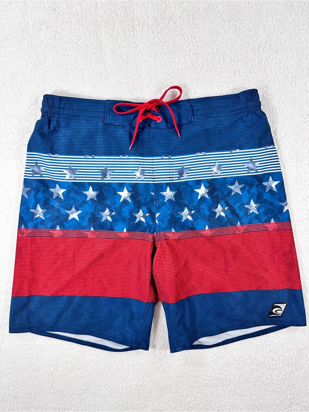 Laguna USA Patriotic Red and Blue Men's Swim Board Shorts Large